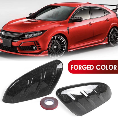 2 x Forged Black Add-On MU Style Side Mirror Cover Caps for Honda Civic (2016-2020)