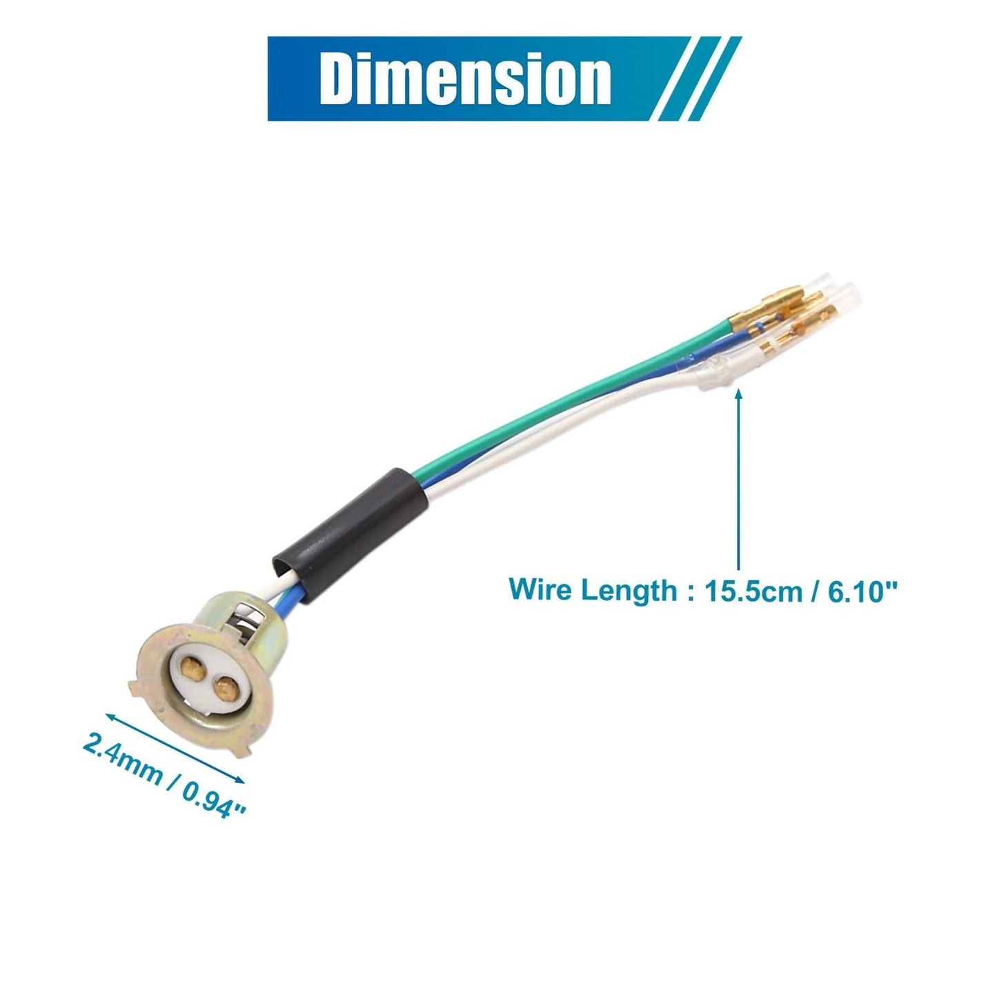 2 x 3 Wire Motorcycle Headlight Wires Harness Connector Sockets for JH70