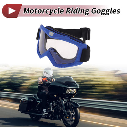 1 Pc Motorcycle Riding Goggles Clear Lens Blue Frame PC Cycling Sunglasses