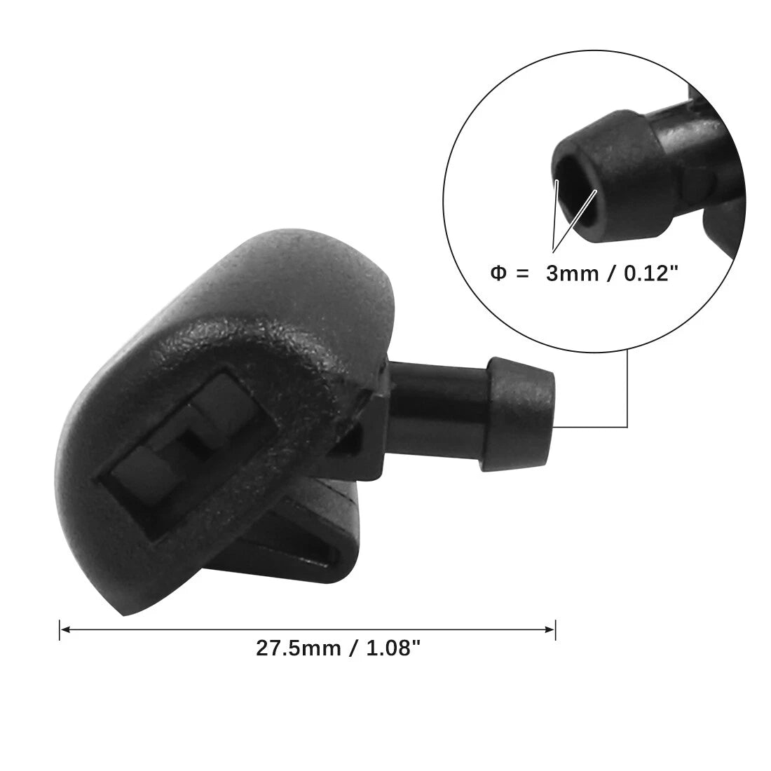 Black ABS Front Windshield Cleaning Nozzles for Peugeot 206 (2000-2010)