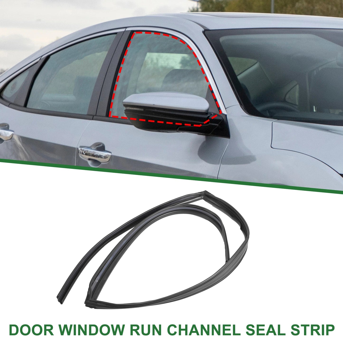 Rear Right Door Window Run Channel Seal Strip for Honda Civic (2016-2021)