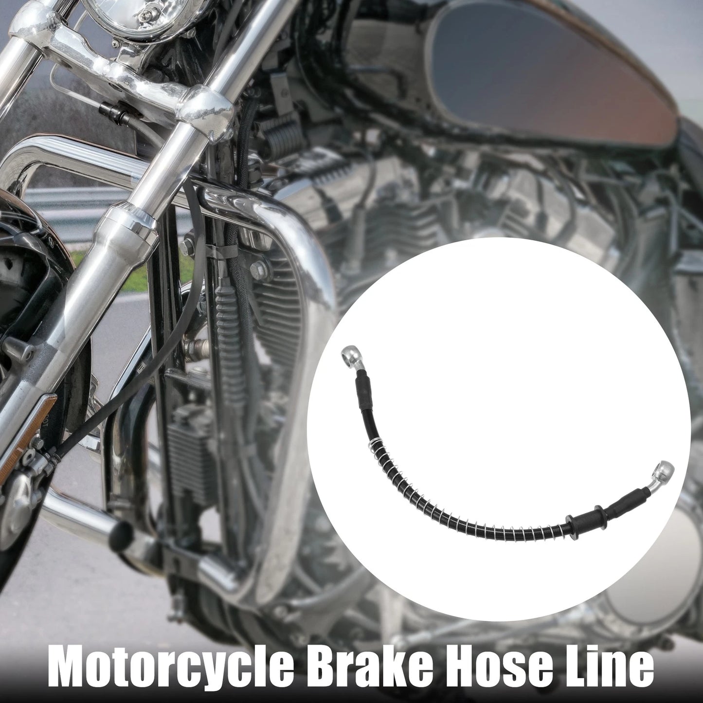 Brake Line 30cm Oil Hose Pipe with Spring Protection Black for Motorcycle