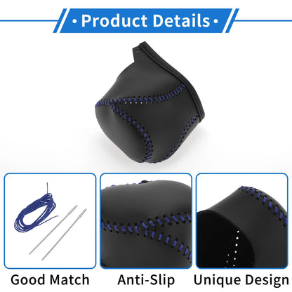 Gear Shift Knob Cover for Toyota CH-R (2017-2021) Black Blue Faux Leather