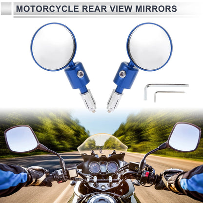 Rear View Mirrors 1 x Set Blue Aluminum Alloy Round Shape for M6
