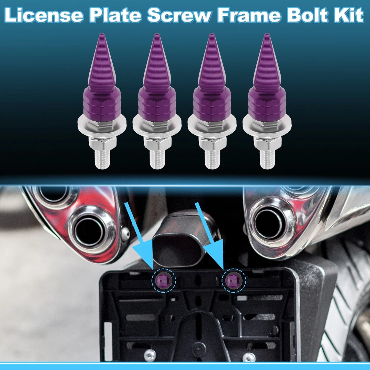 License Plate Screws Cover 5.4 cm Purple 4 pcs for Universal Motorcycle