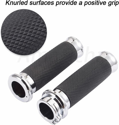 Chrome 1" Handlebar Grips for Harley Touring Sportster 883 1200 (2004-2023)
