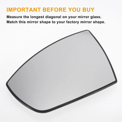 Left Side White Mirror Glass w/ Back Convex Heated for Ford Galaxy (2006-2015)