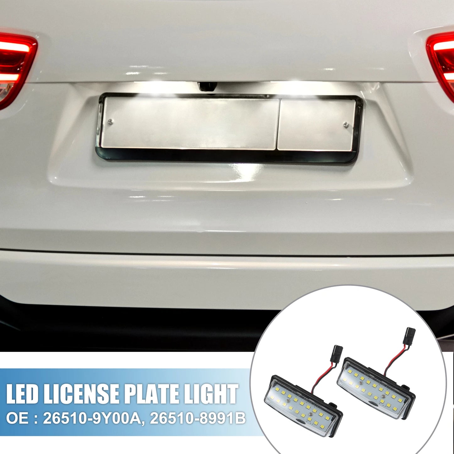 White 3528SMD LED License Plate Lights for Nissan Altima (2016-2018)