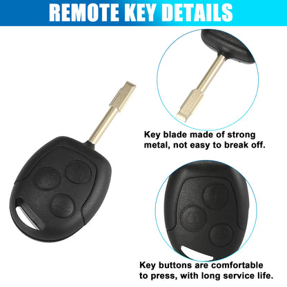 3 x Buttons 433MHz Car Remote Key Fob for Ford Focus