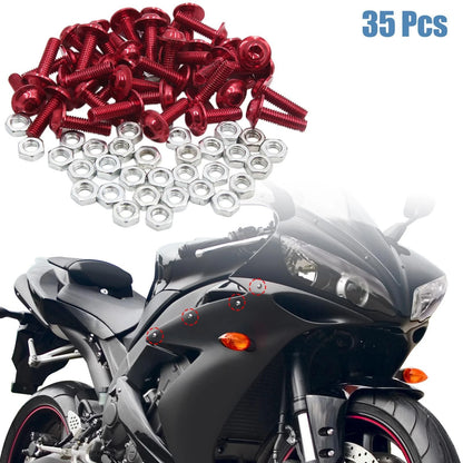 35 x M6 Red Aluminum Alloy Hex Socket Head Bolts Screws Nuts for Motorcycle