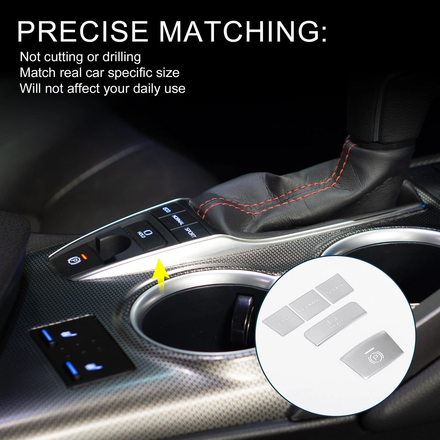 Gear Shift Handbrake Panel Button Switch Cover for Toyota Camry Silver 1Set