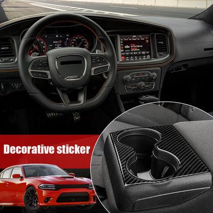 Carbon Fiber Rear Water Cup Holder Trim for Dodge Charger (2015-2020)