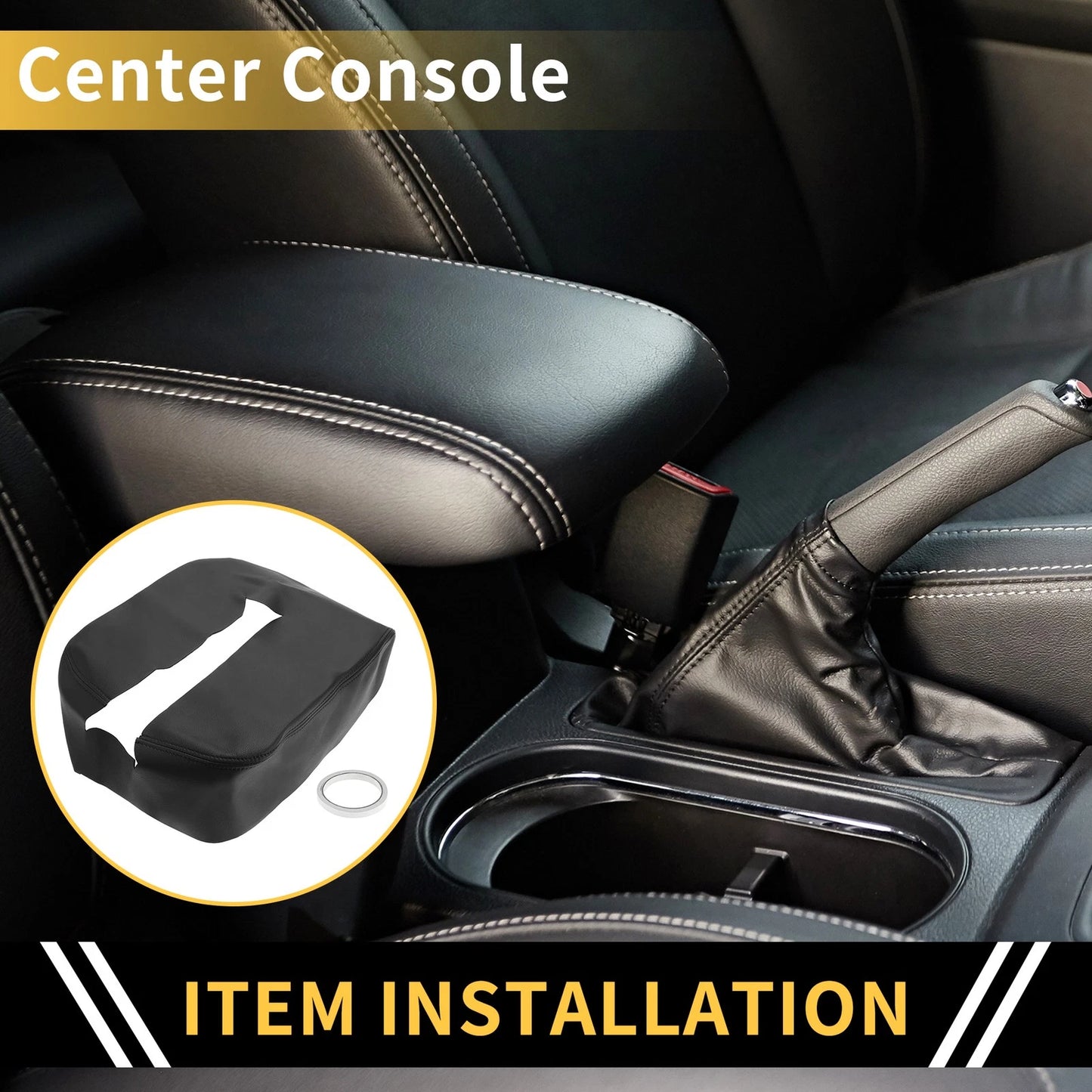 Center Console Cover for Chevrolet Silverado 1500 Microfiber Leather Black