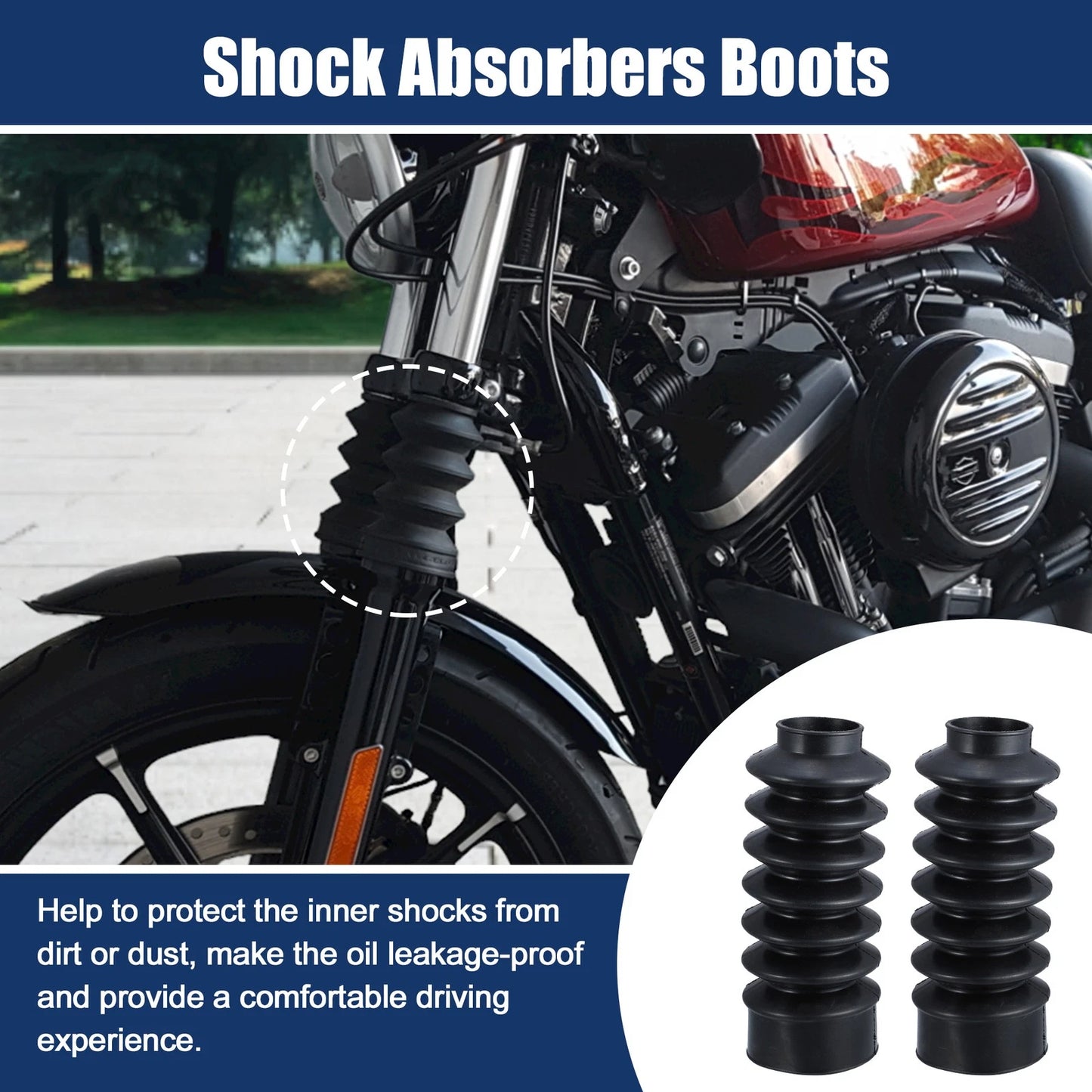 Pair 39mm Fork Covers Front Gaiters Shock Boots for Harley