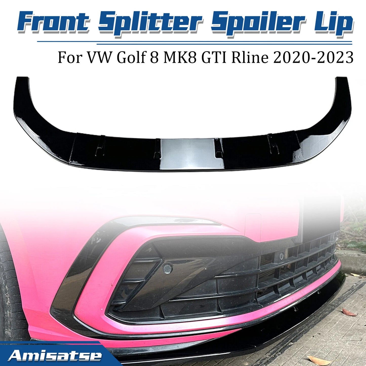 Front Spoiler Lip Splitter Kit for VW Golf 8 MK8 GTI Rline (2020-2023)
