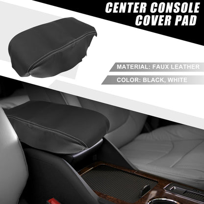Console Armrest Cover for Dodge Charger (2008-2010) Black White Stitches