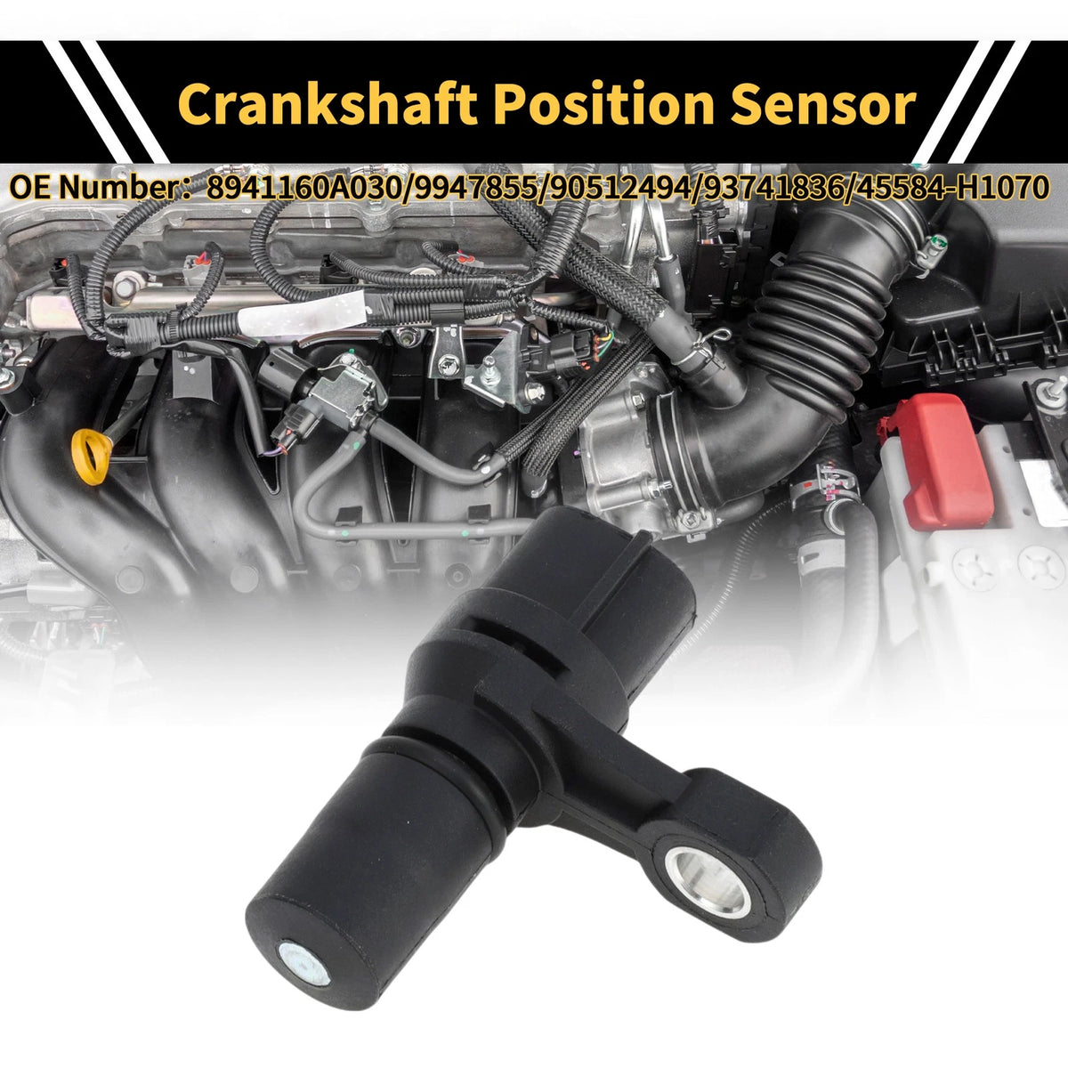 Crankshaft Position Sensor for KIA Sedona 2.5 V6 (1999-2001) 1 Pc Black