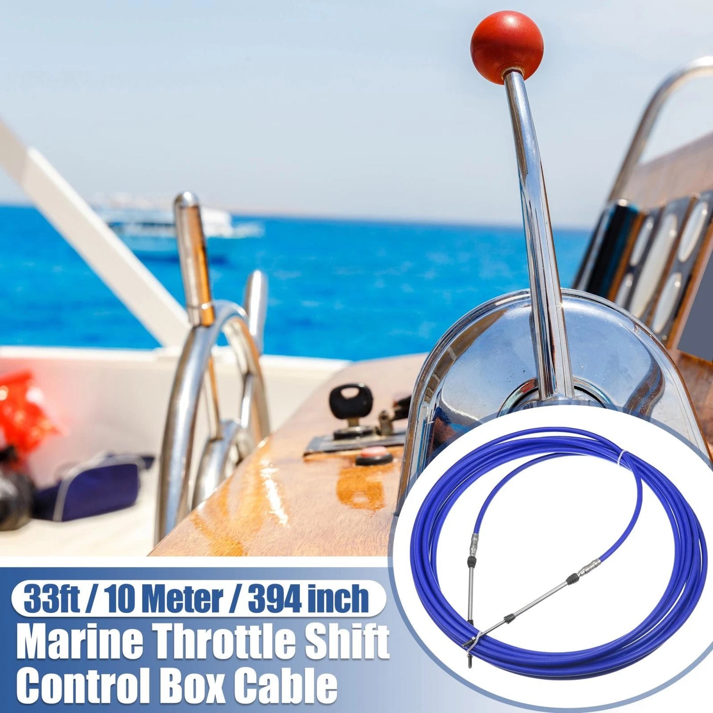 2 x 33ft 394 Inch Marine Type Shift Remote Control Box Cable for Yamaha Blue