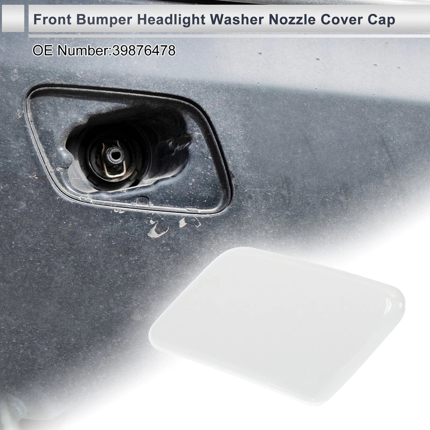 White Front Left Bumper Headlight Washer Nozzle Cover for Volvo C30 (2007-2013)