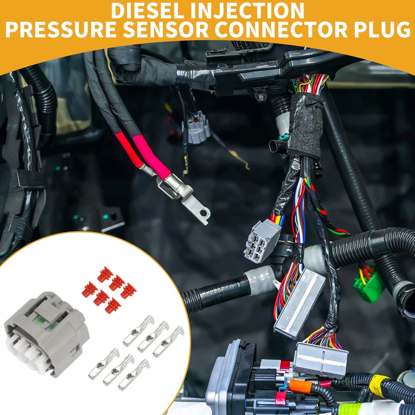 6 Pin Diesel Injection Pressure Sensor Connector Plug 1 Set for Toyota