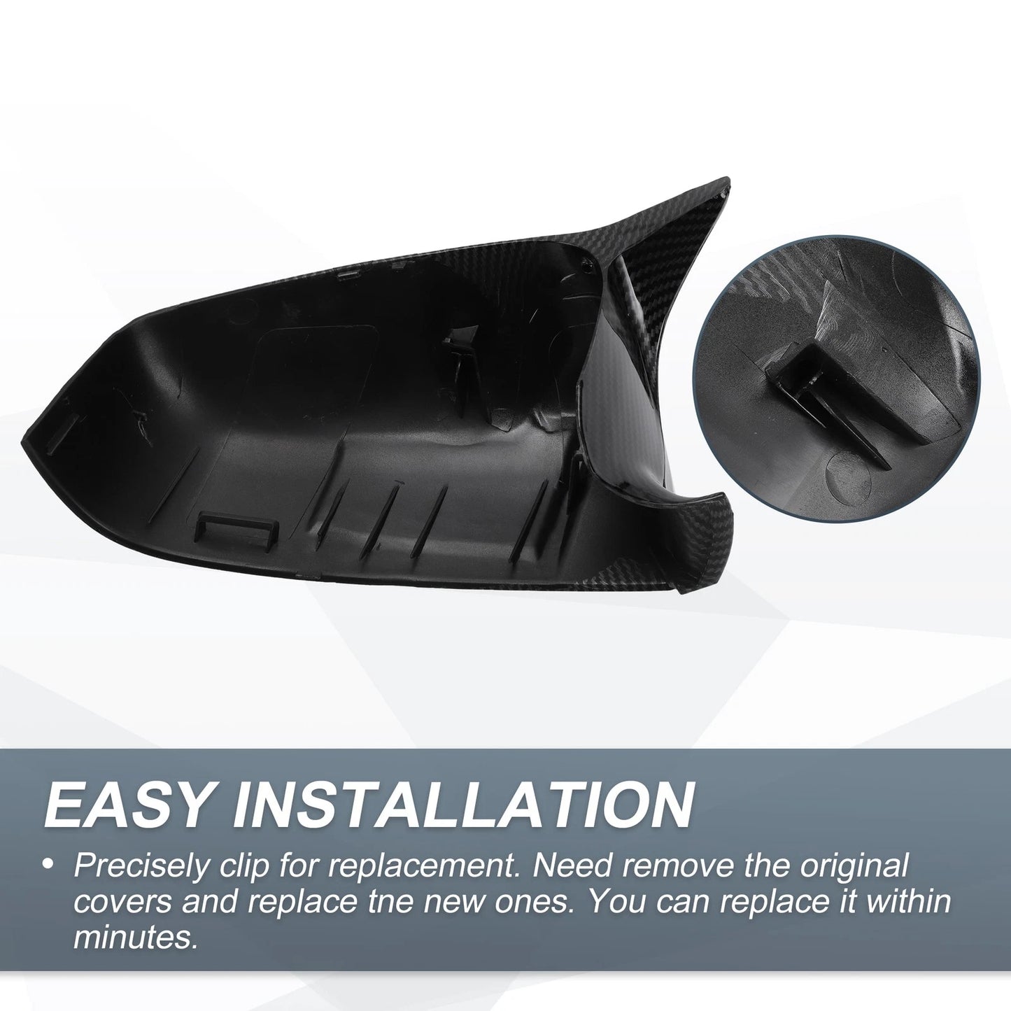 Rearview Mirror Cover Cap Black Carbon Fiber for BMW E60 E61 F10 F11 E63