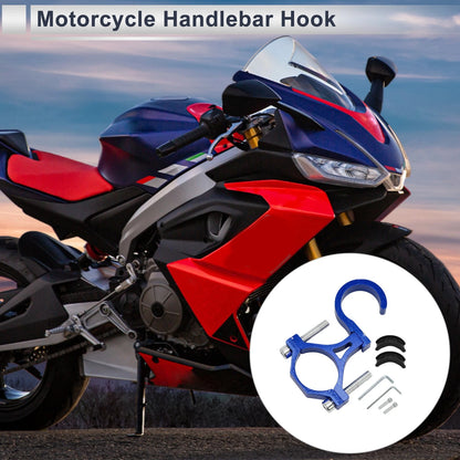 Arc Aluminum Alloy Motorcycle Hanging Hook 2 x Screws & Washers Hex Wrench Blue