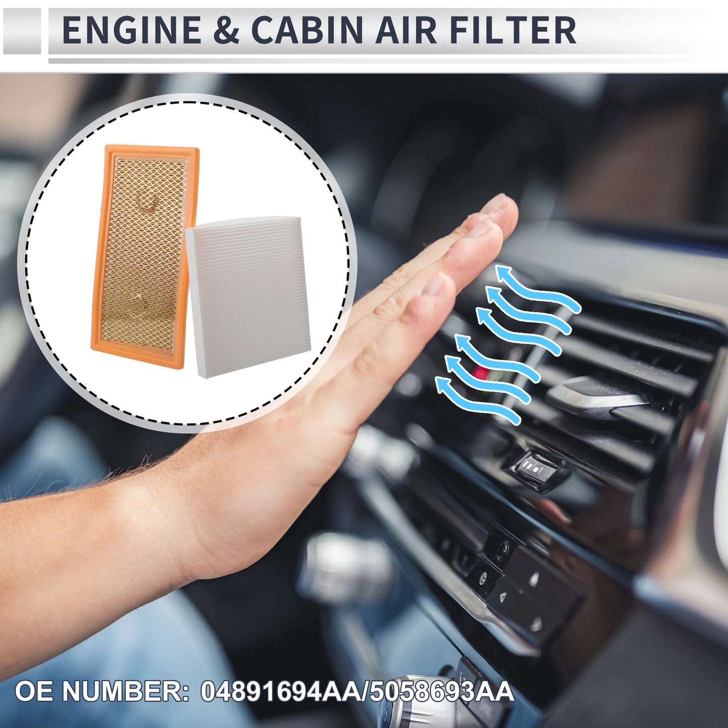 Engine Cabin Air Filter Combo for Dodge Caliber (2007-2009)