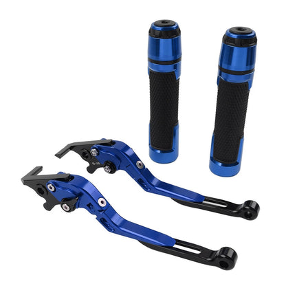 Blue Extendable Brake Clutch Levers & Handlebar Grips for Aprilia Tuono V4