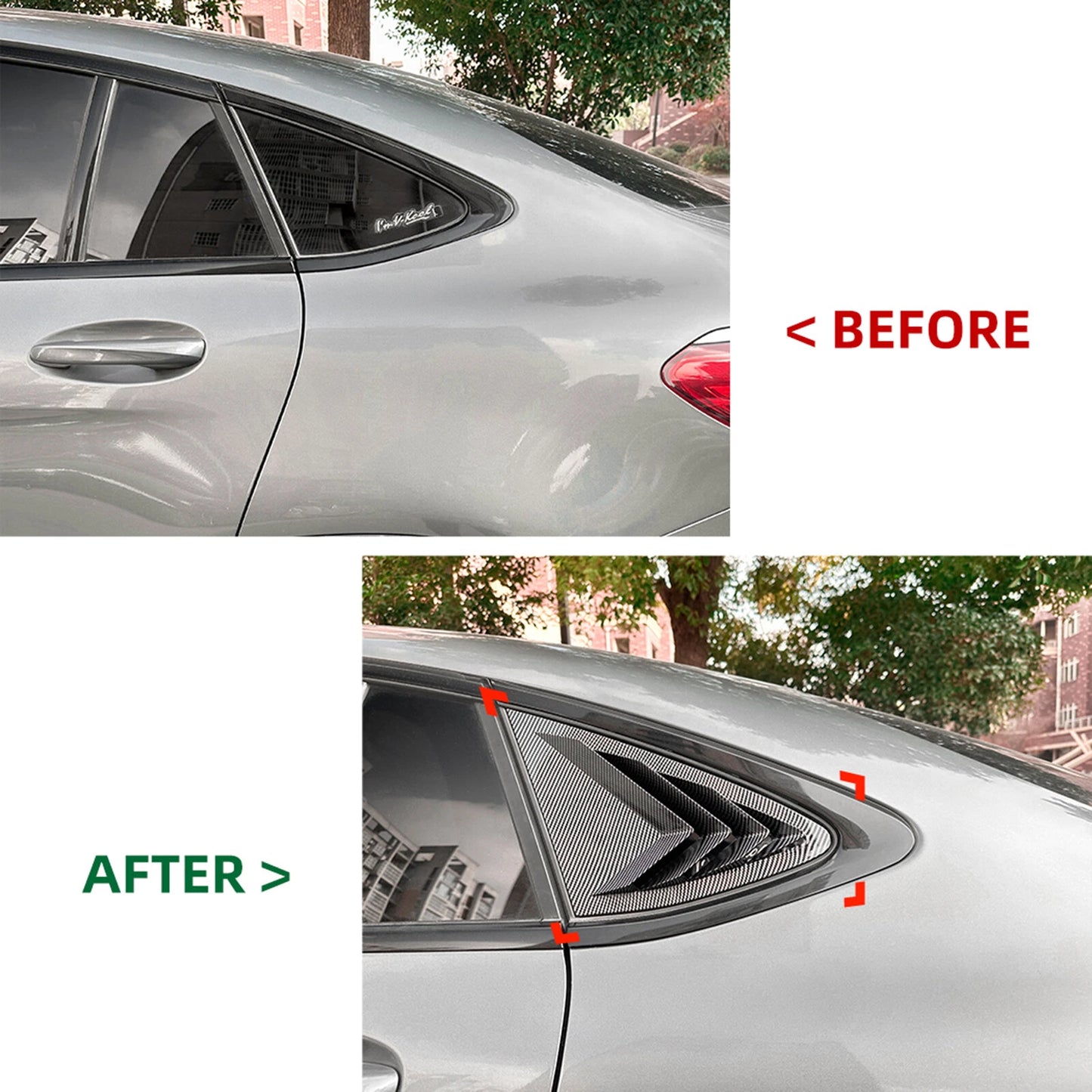 2 x Gloss Black Rear Side Window Louvers for Benz GLC C253 (2016-2022)
