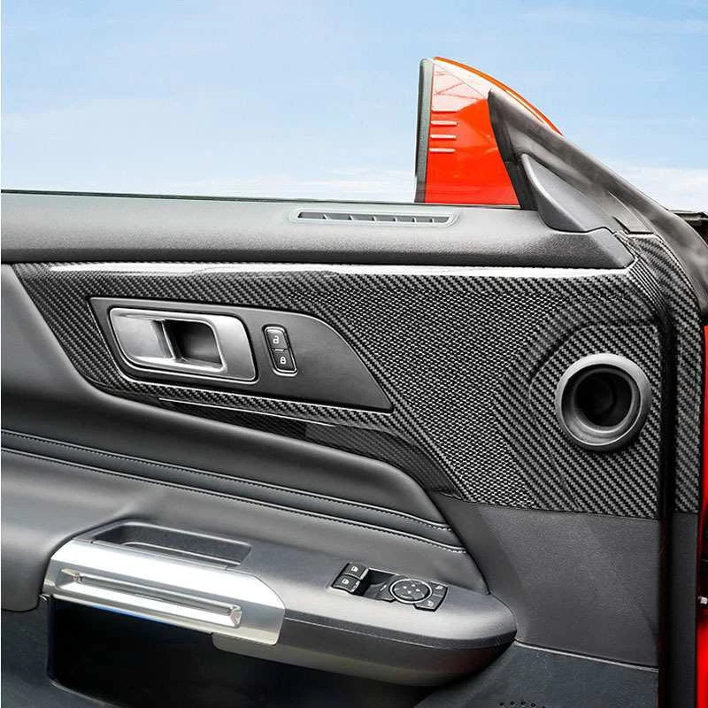 Carbon Fiber Interior Door Audio Panel Frame Trim for Ford Mustang 2024