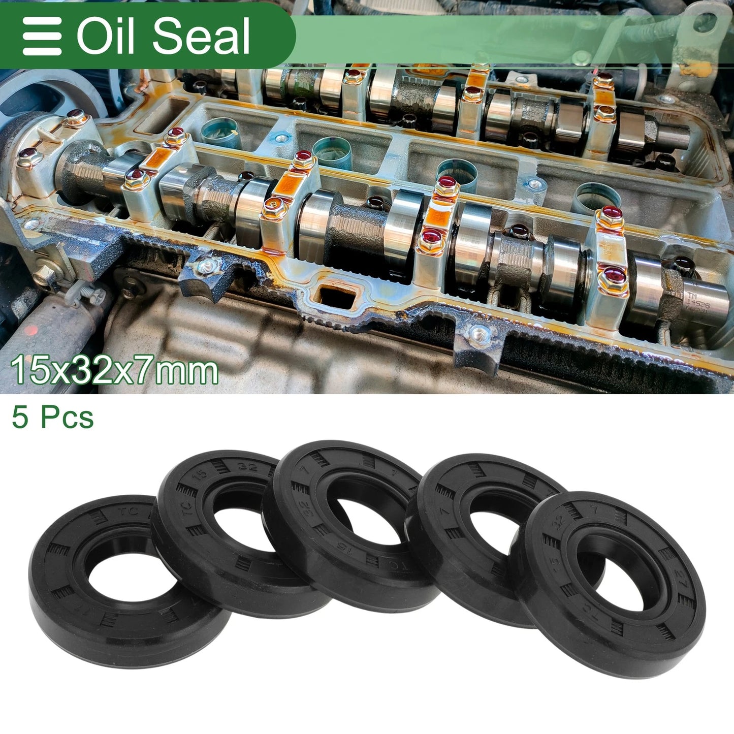 Oil Seal 15x32x7mm 5 x Seal Ring NBR Rubber Black