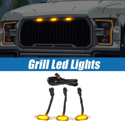 Grill LED Light Set for Ford F150 F250 F350 (2015-2023) Amber Black