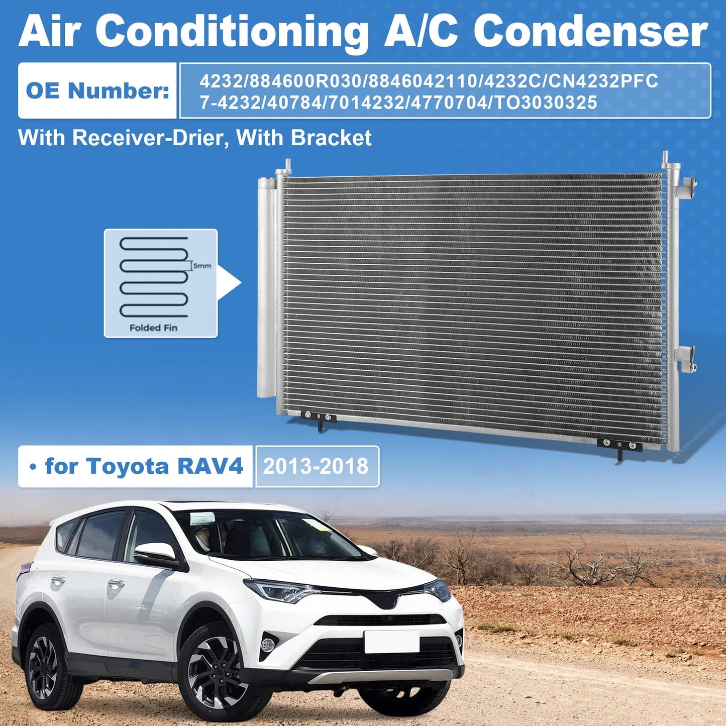 A/C Condenser with Receiver Drier for Toyota RAV4 (2013-2018)