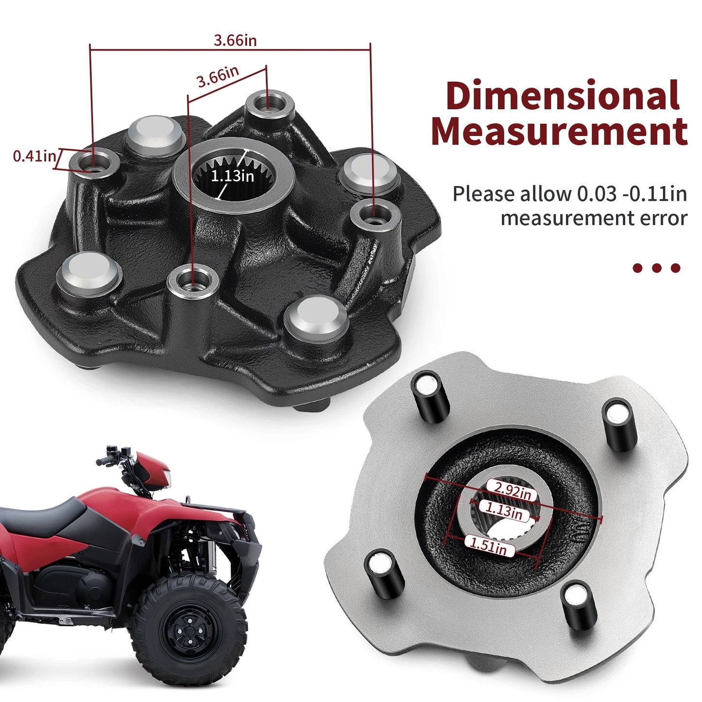 Front Left/Right Wheel Hub for Honda Rancher 420 TRX420FA1/FA2/FA5/FA6 (2014-2024)