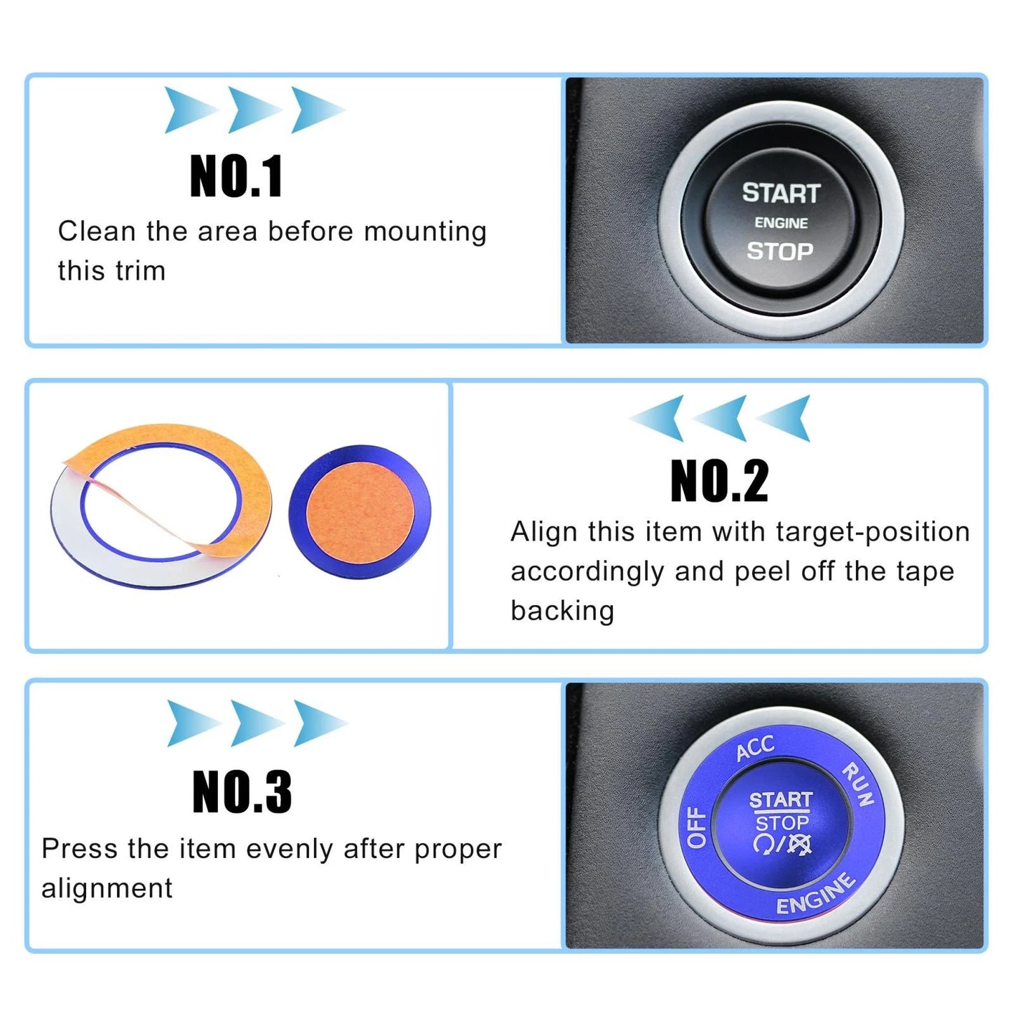 Sticker Kit Engine Push Start Button for Dodge Charger Challenger Durango Blue
