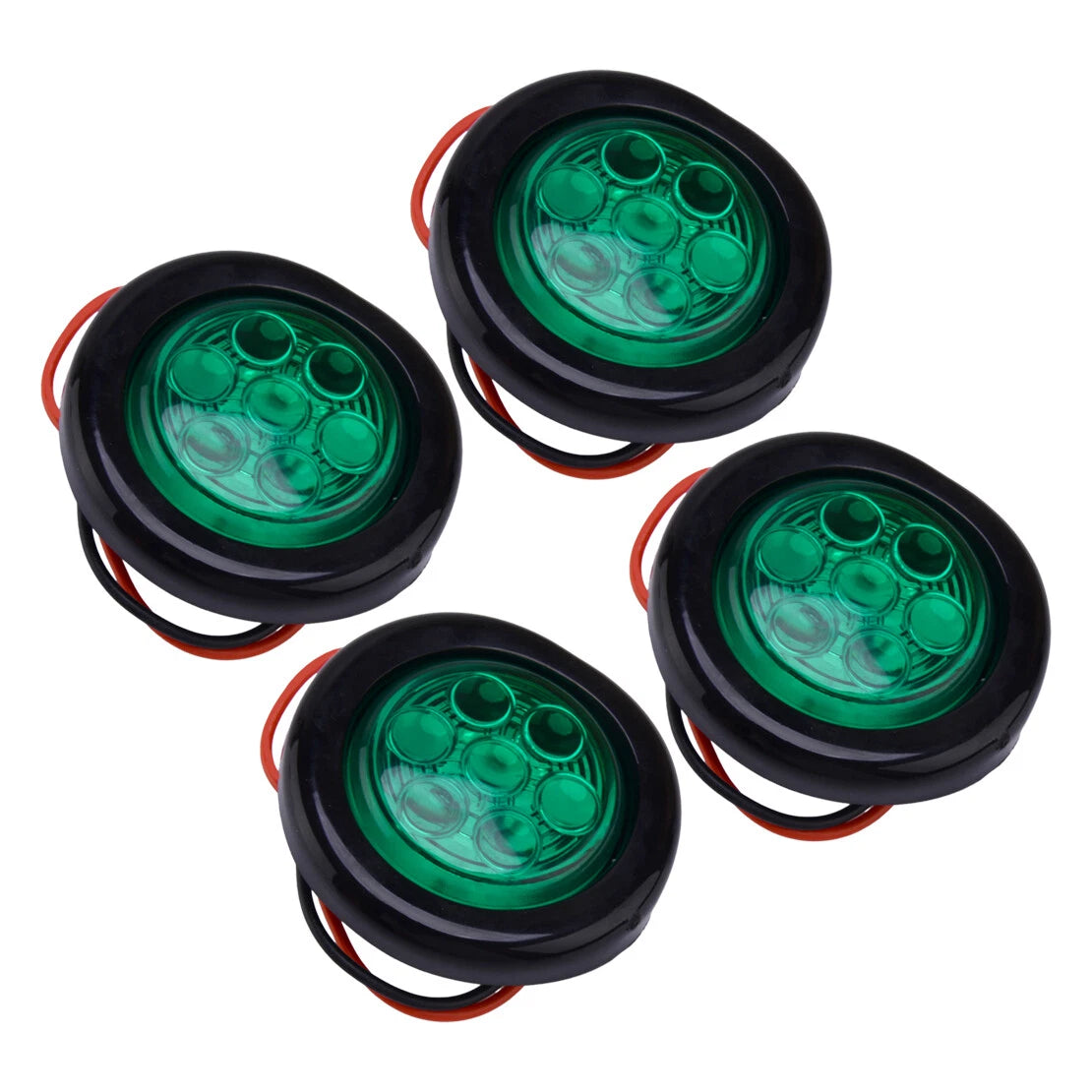 4 x 2" Green LED Round Clearance Side Marker Lights for Truck Trailer 12V