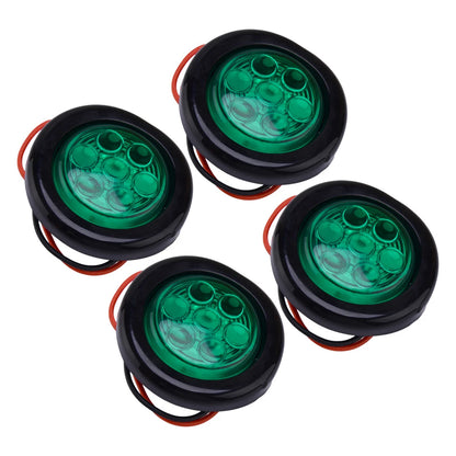 4 x 2" Green LED Round Clearance Side Marker Lights for Truck Trailer 12V