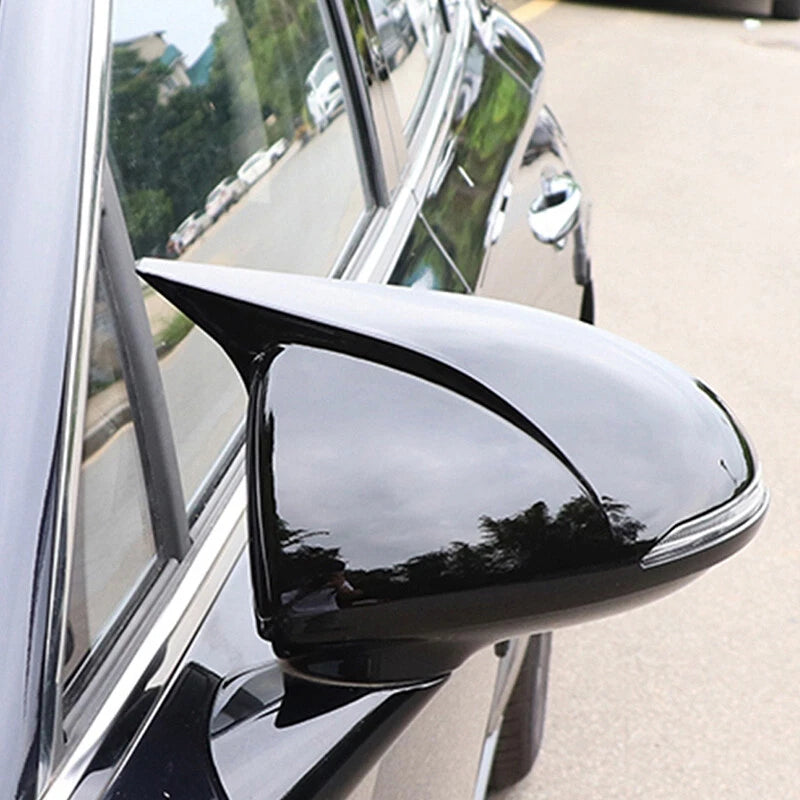 2 x Gloss Black Rear View Side Door Mirror Covers for Hyundai Elantra (2016-2019)