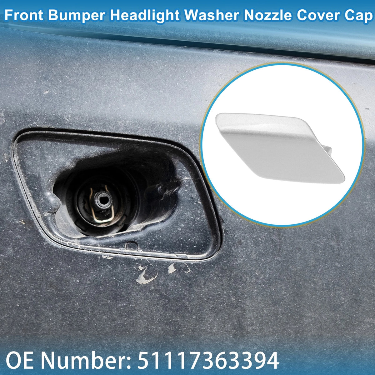Front Right Washer Nozzle Cover for BMW 428i (2014-2016) Silver Tone