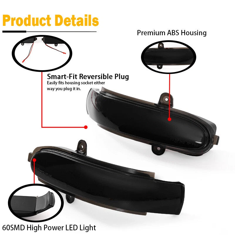 Amber LED Side Mirror Turn Signal Light for Mercedes W203 C-Class (2000-2007)