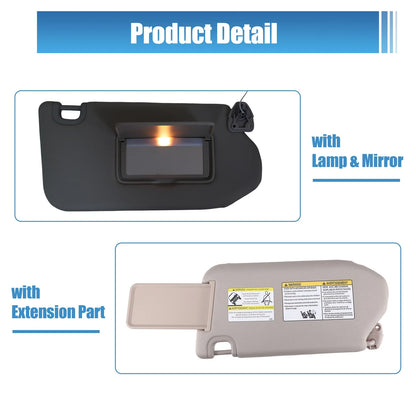 Passenger Side Sun Visor with Light and Mirror for Nissan
