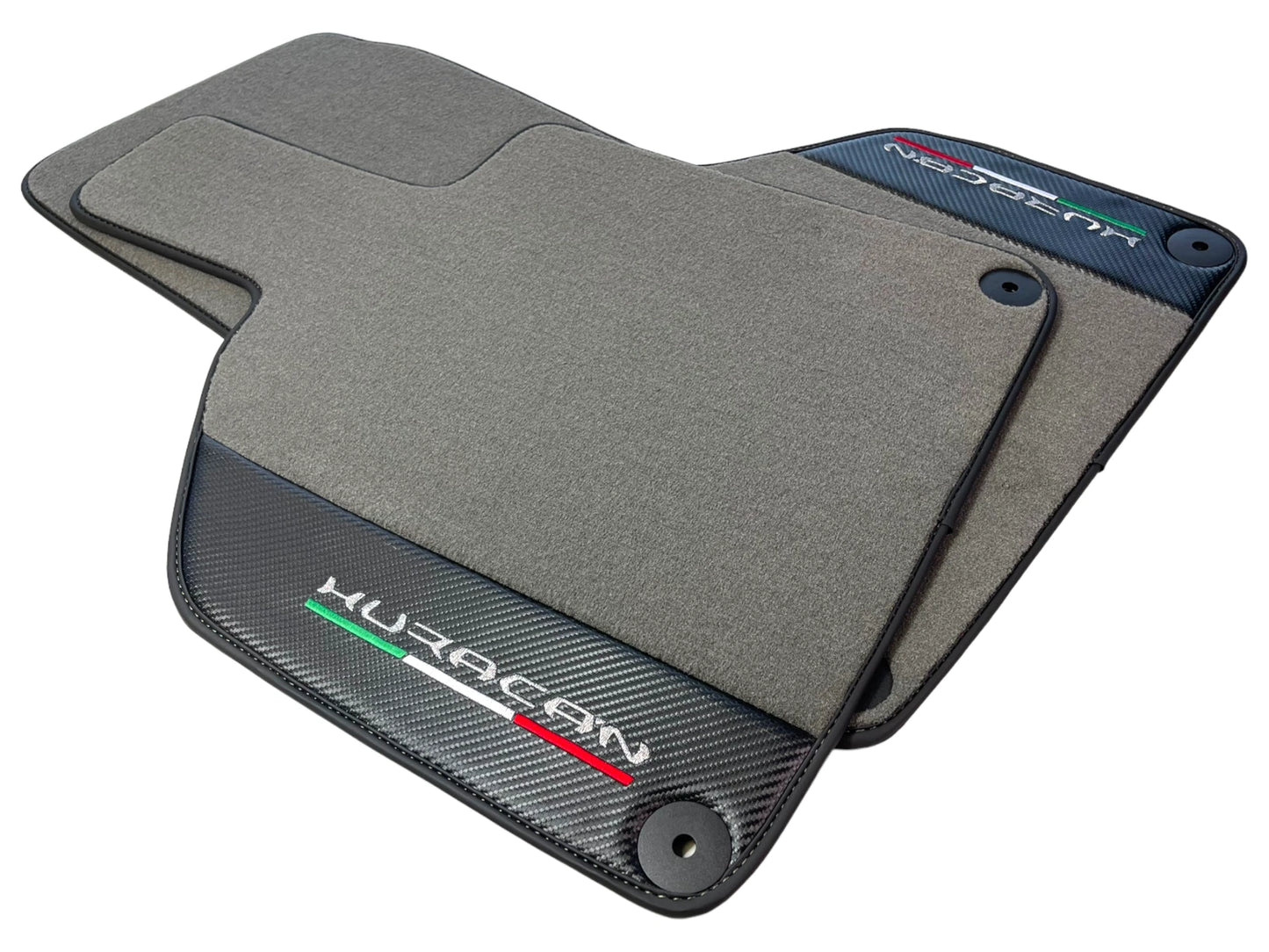 Gray Floor Mats for Lamborghini Huracan (2014-2023) - Carbon Fiber Leather