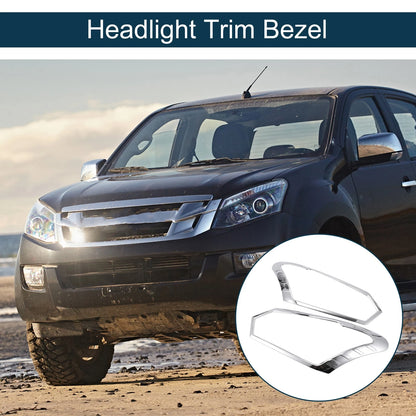 Car Front Headlight Trim Bezel for Isuzu D-Max Rodeo (2016-2023) Silver Tone