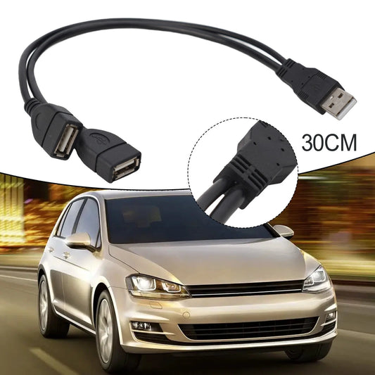 1x USB 2.0 A Male To 2 Dual USB Y Splitter Hub Power Cord Adapter Cable