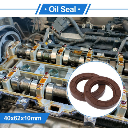 Oil Seal 40x62x10mm Seal Ring Rotary Shaft Seal FKM Rubber Brown 2 x
