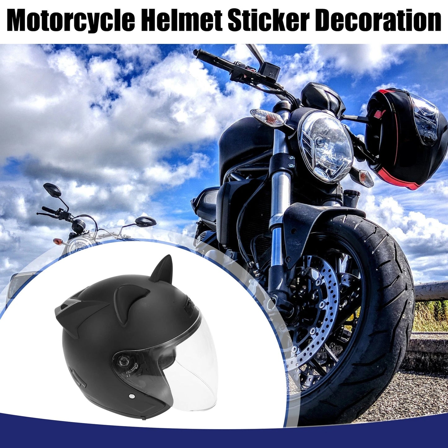 Cat Ears Helmet Decor Stick On 2 x for Motorcycle