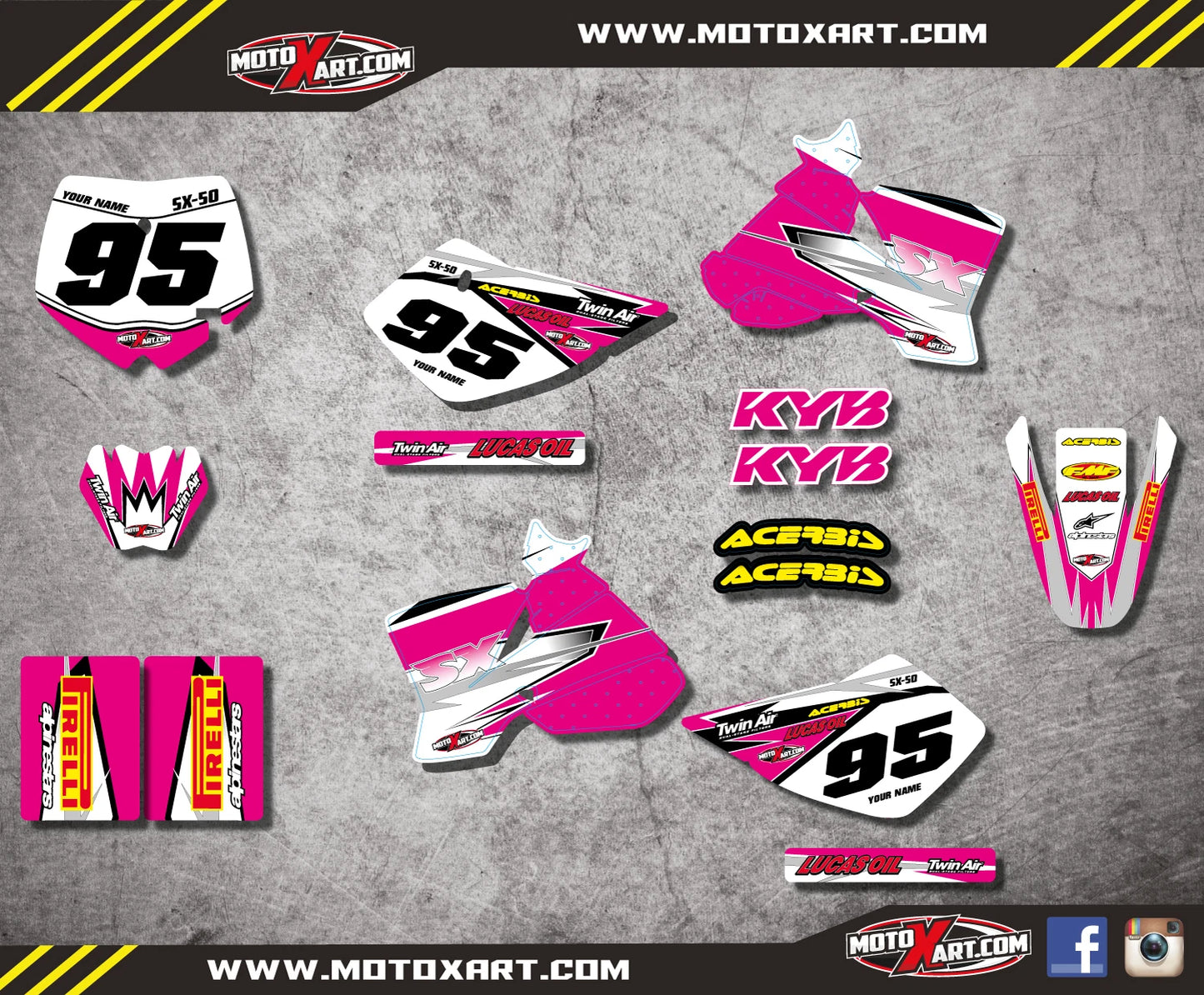 SHOCKWAVE PINK Full Sticker Kit for KTM 50 SX (2002-2008)