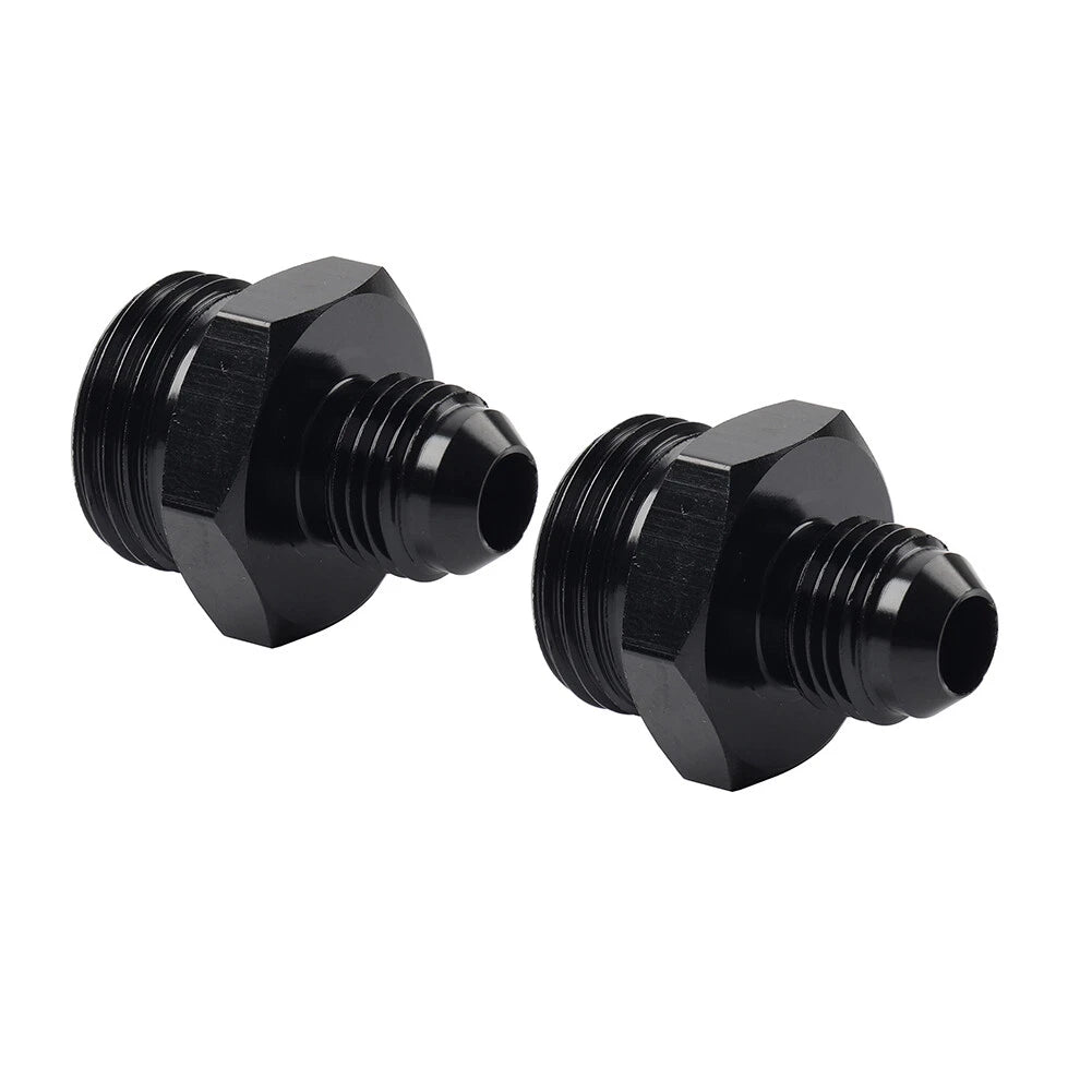 Black Aluminum AN6 Flare to 8AN ORB Male Fitting Adapter w/ O-Rings
