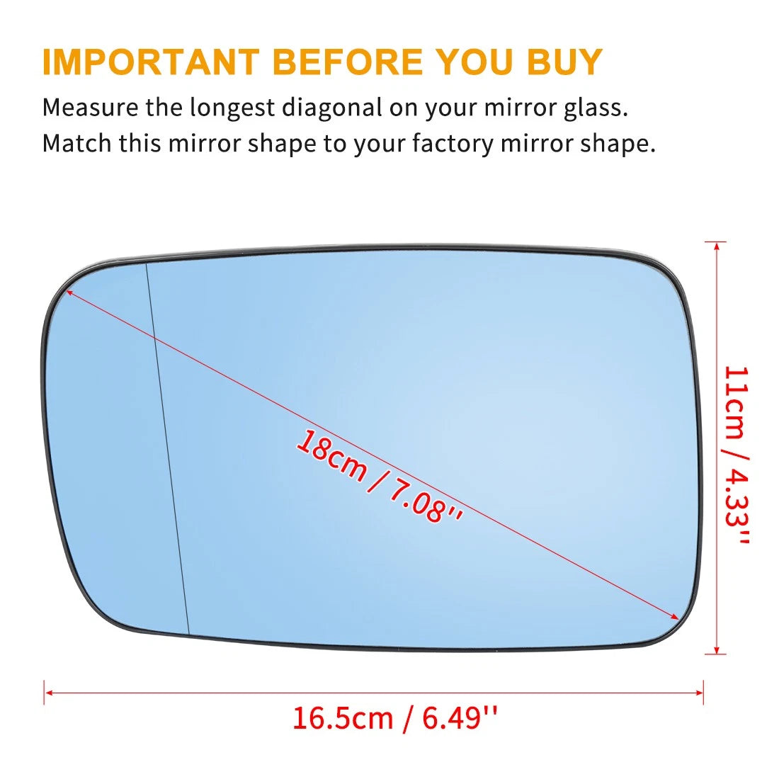 Heated Mirror Glass with Backing Plate Left Side for BMW 325Ci, 760Li