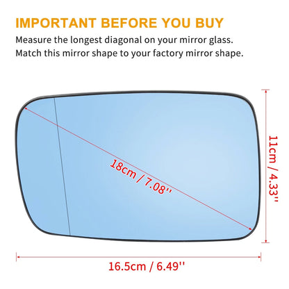 Heated Mirror Glass with Backing Plate Left Side for BMW 325Ci, 760Li